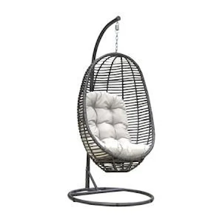 Graphite Woven Hanging Chair and Stand